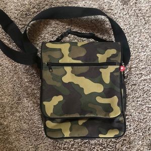 Skip Hop Spark camo diaper shoulder bag.